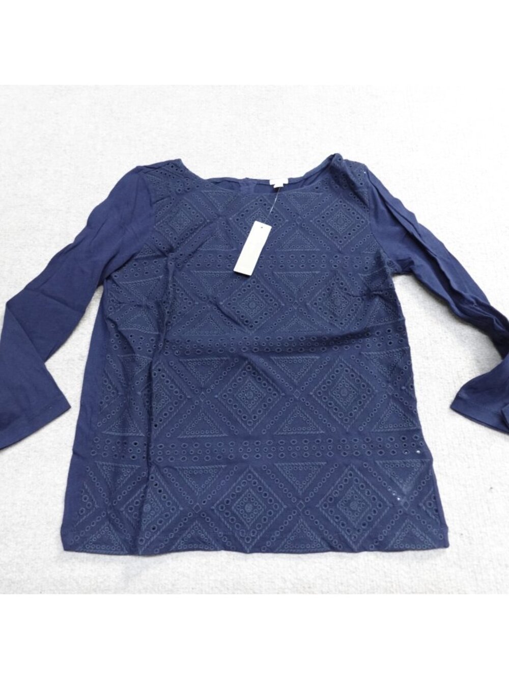 J.CREW Womens Top XS Blue Navy Cotton Lightweight Jacquard NEW